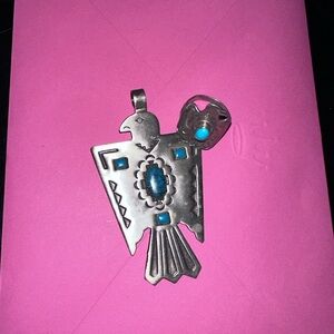 Silver and Turquoise Bird Pendant